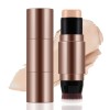 Apooliy Stick contour et correcteur 2 en 1 avec pinceau, stick crème bronzante, stick de maquillage visage waterproof, couvra