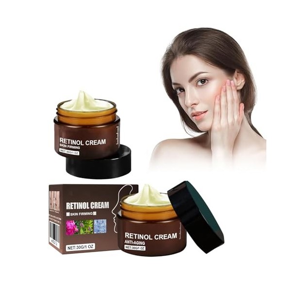 Tkekruh 2PC Crème Au Rétinol Pour Le Visage 30g, Crème Anti-Âge Rétinol, Crème Hydratante Au Rétinol, Retinol Anti Aging Wrin