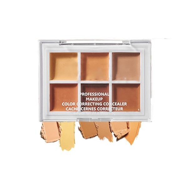 Palette de maquillage anti-cernes à couverture complète, 6 couleurs pour correcteur sous les yeux, acné et imperfections, bât