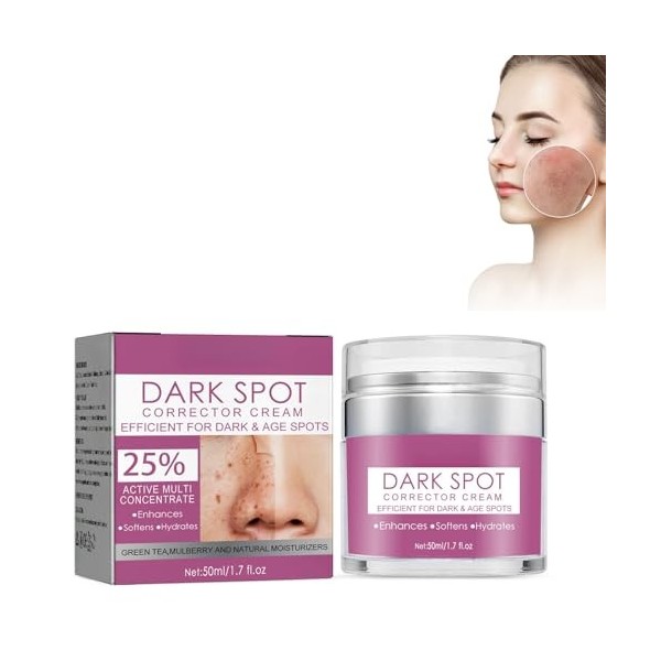 Tkekruh Dark Spot 50ml Creme Anti Taches Brunes Visage Creme, Visage Soin Visage Anti Taches et Anti-Âge Hydratante, Sérum ta