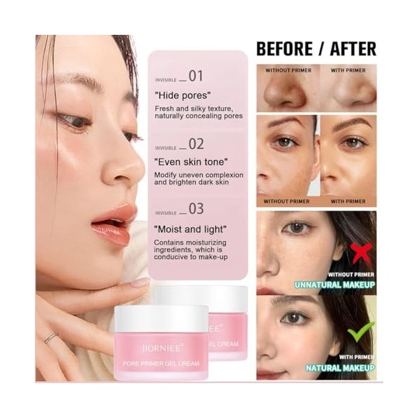 HONGECB Pore Primer Gel Cream,Jiorniee Pore Shrink Cream, Pore Base Gel Cream,Make-Up Base Gel Cream Approprié pour tous les 