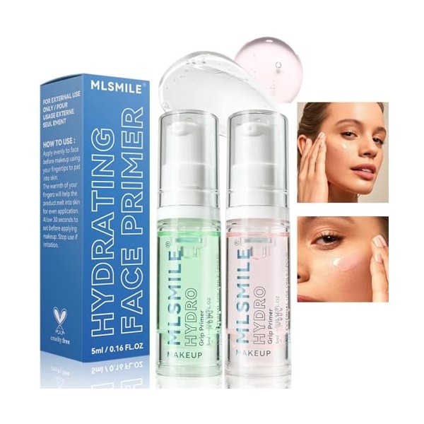 Sitovely 2 Pcs Base Hydratante pour le Visage, Face Primer, Bases de maquillage, Base de gel parfaite et transparente hydrata