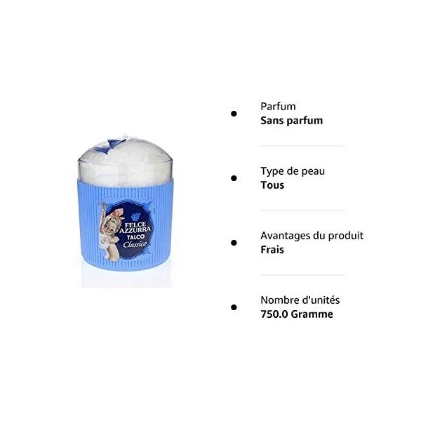 PAGLIERI Felce Azzurra Classico Lot de 3 poudres pour le corps avec éponges 250 g