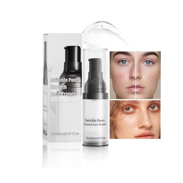 Base hydratante pour le visage, Base de Maquillage transparente, liquide Hydrating Face Primer, Teint Lisse et Uniforme, Pore