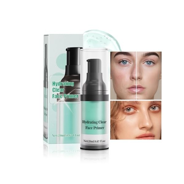 Base hydratante pour le visage, Base de Maquillage transparente, liquide Hydrating Face Primer, Teint Lisse et Uniforme, Pore