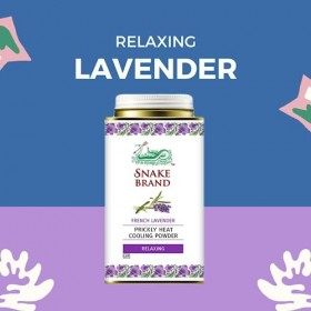 SNAKE BRAND Prickly Heat Poudre rafraîchissante Lavande relaxante 140 g