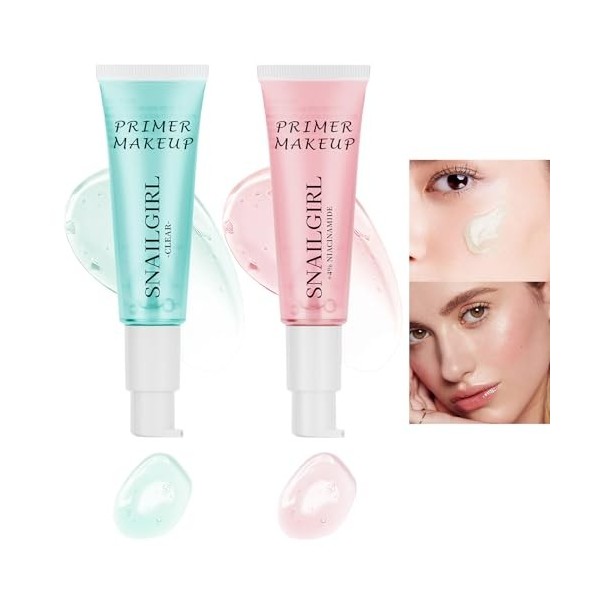 Mrettick Base Power 2 couleurs, Base hydratante pour le visage, Base hydratante pour le visage à base de gel avec acide hyalu