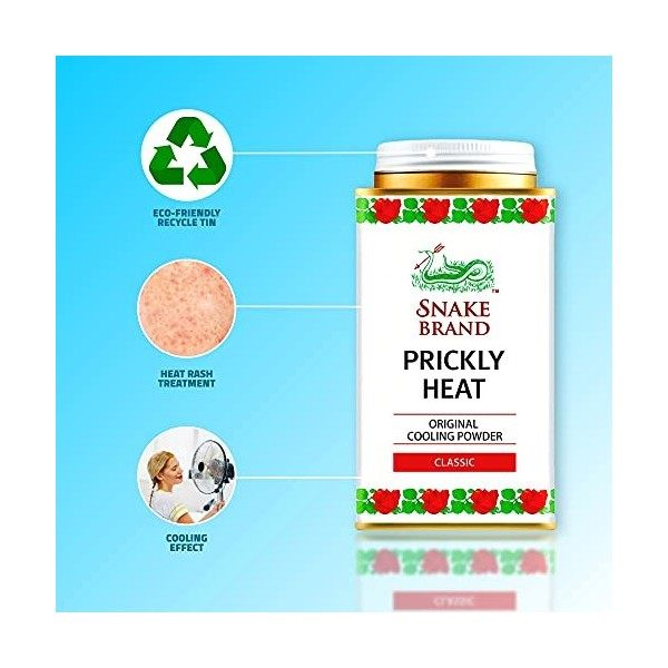 Snake Brand Prickly Heat Powder Classic 140g ~ EU Registered ~ Ships from UK Classic, Pack of 3 