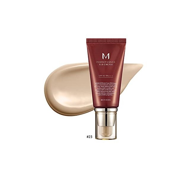 MISSHA - Perfect Cover BB Cream 50 ml | Teinte 23 Beige Naturel | SPF 42 PA+++ Protection Solaire | Hydratation et Couvertur