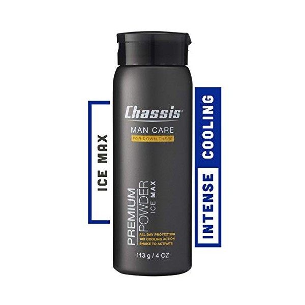 Chassis Premium Ice Max Talc-Free Body Powder for Men | All-New w/Max Cooling Sensation