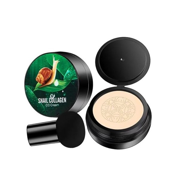 Pemarlis CC Crème,Crème pour escargots à tête de champignon, Foundation Cover Correcteur Maquillage Hydratant Shine Pigment F