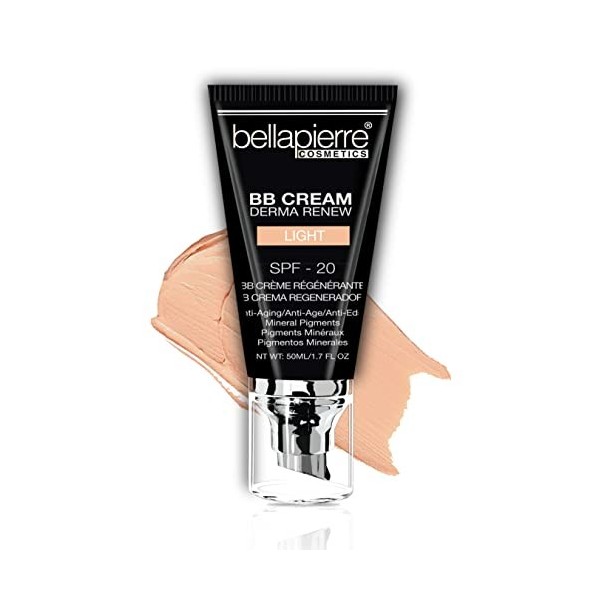 Bellapierre BB Crème SPF 20 | Correcteur, fond de teint et hydratant | Non toxique et sans paraben | Applicateur à pompe – 50