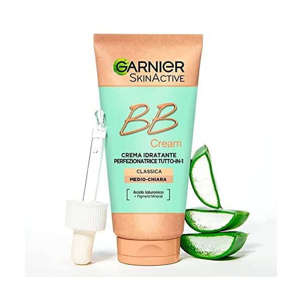 Garnier SkinActive BB Cream Crème Hydratante Perfectionnante pour le Visage Tout en 1 SPF25 Teinte Moyennement Claire + Anti-