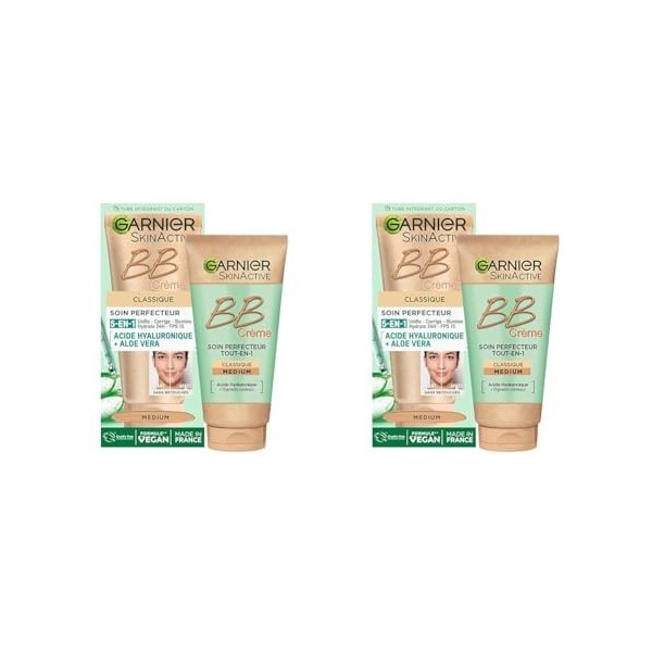 Garnier - BB Crème Classique - Soin Perfecteur Tout-en-1 Anti-Imperfections - FPS 15 - Enrichi en Acide Hyaluronique & Aloe V