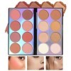 Prreal Palette de maquillage multifonction 3 en 1 pour contour, highlight, blush, 16 couleurs, avec contour blush et poudre b