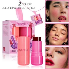 2 Pièces De Fard à Joues En Gelée Teinture En Gelée Deau, Bâton De Teinture Pour Les Lèvres Et De Teinture Pour Les Joues 2-