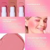 bayfree Cream Blush Stick,3PCS Blush et Fards à Joues Stick,Creme Stick Blush Hydratant Longue Tenue,Texture Légère,Maquillag