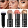 3 PCS Kit De Maquillage En Bâton De Contour, Teintes Avec Crème Bronzante, Contour, Surligneur Et Blush En Stick, Pour Sculpt