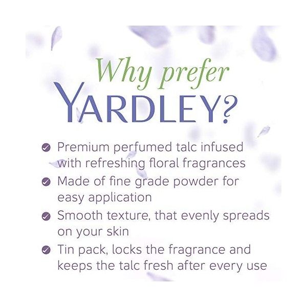 Yardley London English Lavender Perfumed Deodorizing Talc Talcum Powder 100gm by yardley