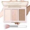 Boobeen Blush Contour Highlighter Makeup Palette - Palette de 3 couleurs de poudres mates ou scintillantes pour le blush, lé