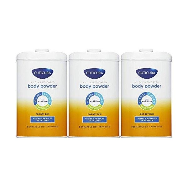 THREE PACKS of Cuticura Talcum Powder Mildly Medicated x 250 g