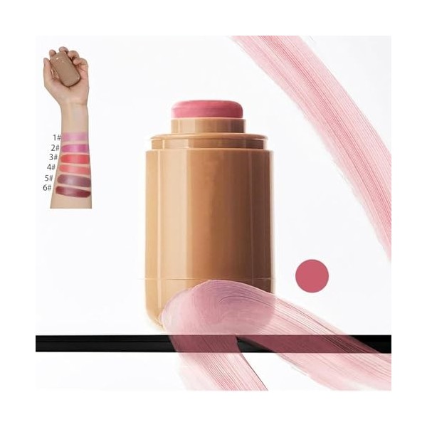 Stick blush de poche, stick blush lisse longue durée polyvalent, adapté aux joues, aux yeux et aux lèvres, formule non grasse