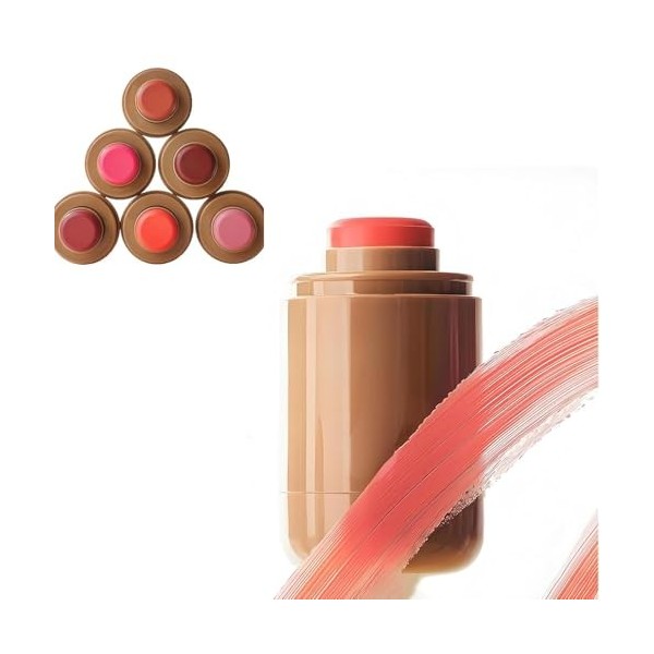 Blush Stick, Blush Stick Multifonction Longue Durée, Blush Stick Mat Naturel 3-en-1, Formule Hydratante, Non Gras, Fini Rosé