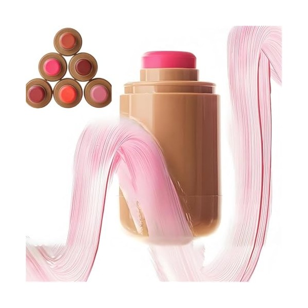 Blush Stick, Blush Stick Multifonction Longue Durée, Blush Stick Mat Naturel 3-en-1, Formule Hydratante, Non Gras, Fini Rosé