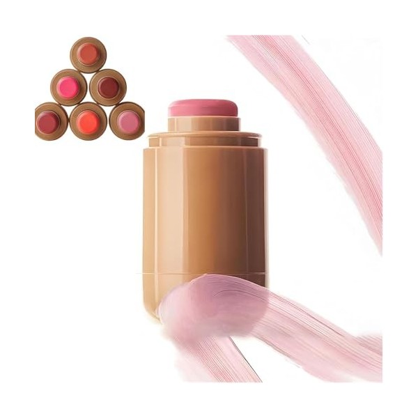 Blush Stick, Blush Stick Multifonction Longue Durée, Blush Stick Mat Naturel 3-en-1, Formule Hydratante, Non Gras, Fini Rosé