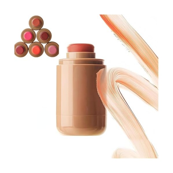 Blush Stick, Blush Stick Multifonction Longue Durée, Blush Stick Mat Naturel 3-en-1, Formule Hydratante, Non Gras, Fini Rosé