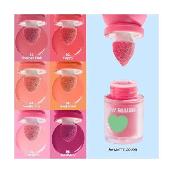 Cute Peach Bâton de blush liquide pour les yeux, les lèvres et les joues, fard à joues mat mat pour maquillage des lèvres + j