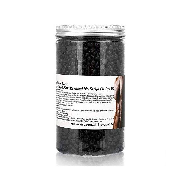 Haricots de cire dure, 500G Body Wax épilation sans douleur Haricots de cire chaude pour les femmes et les hommes chocolat 