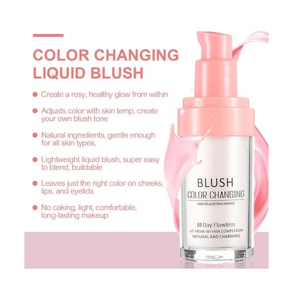 TLM Liquid Blush, Colour Changing Liquid Blushes, Flawless Long Lasting Liquid Blush, Lightweight and Breathable Blush Liquid