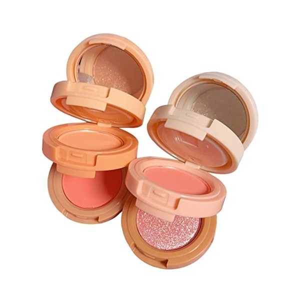 maquillage fard à joues - Maquillage fard à joues 3 couleurs - Poudre pressée multicouche pour le visage Cheek Matte Mineral 