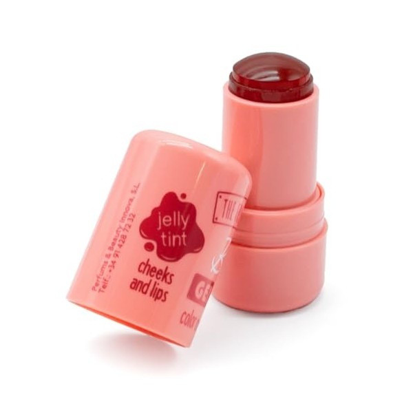 The Fruit Company Blush Gelée Pêche Jelly Blush pour les lèvres et les joues avec acide hyaluronique et vitamine B5, nourrit 