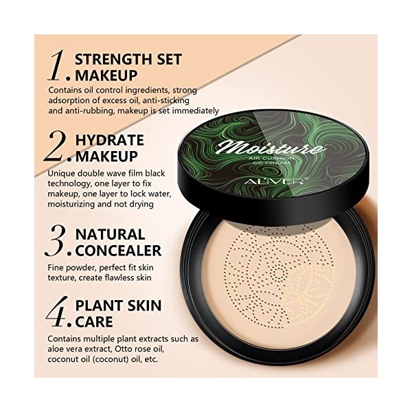 CC Cream Air Cushion Foundation Tête de Champignon Coussin dair BB Crème Hydratante Concealer Base de Maquillage Uniforme po