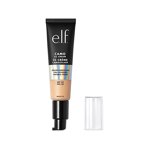 e.l.f. Crème CC camouflage | Fond de teint correcteur de couleur à couverture complète avec SPF 30 | Lumière 240 W | 1,05 onc