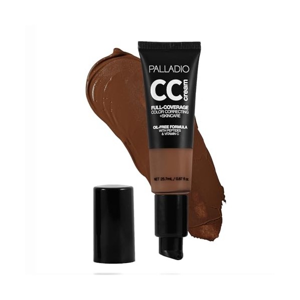 Palladio Crème CC de correction des couleurs à couverture complète, sans huile avec des peptides et de la vitamine C, idéale ...
