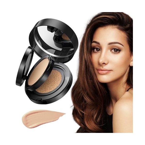 Pressed Powder Air Cushion CC Cream 2 in 1, Crème CC Foundation BB Cream, Poudre Compacte Au Fini Mat, Correcteur Hydratant F