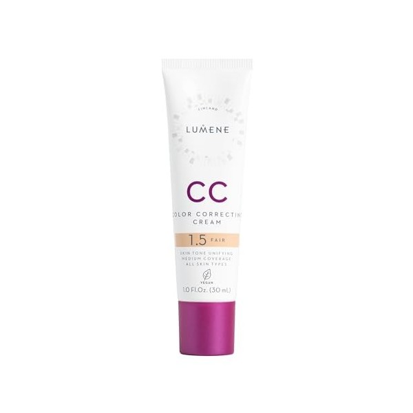 LUMENE CC Cream Crème correctrice de couleur avec SPF 20 et couverture moyenne pour tous les types de peau, végétalienne 30 m