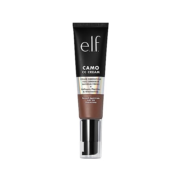 e.l.f. CC Cream, Fond de teint correcteur de couleur à couverture moyenne à complète avec SPF 30, riche 620 W, 30 g