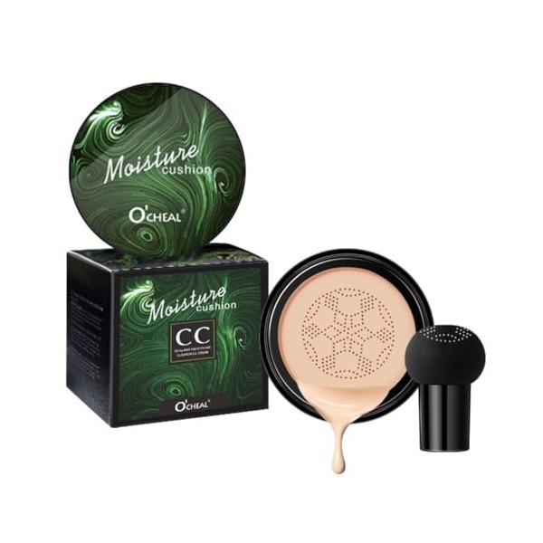 KARLOR CC Crème Foundation Coussin dair avec tête de champignon, Cushion Foundation CC Cream Couverture complète Correcteur 