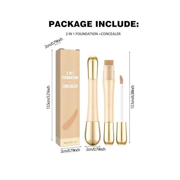 Mikabila 04 Correcteur Liquide avec Pinceau,2 en 1 - Fond de teint + Anti-cernes,Correcteur Liquide avec Pinceau,Maquillage