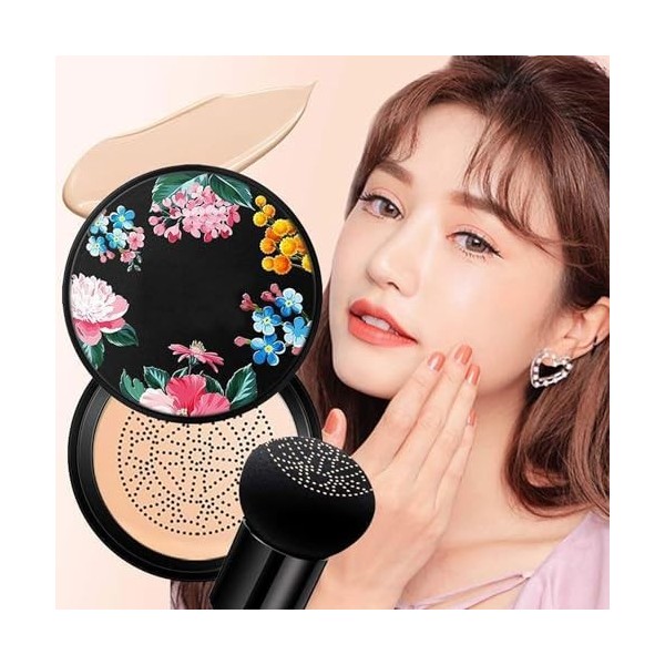 Mushroom Head Air Cushion BB Cream, Long-Lasting Nude Makeup Concealer Base Flawless Moisturizing Brightening Pigment CC Crea