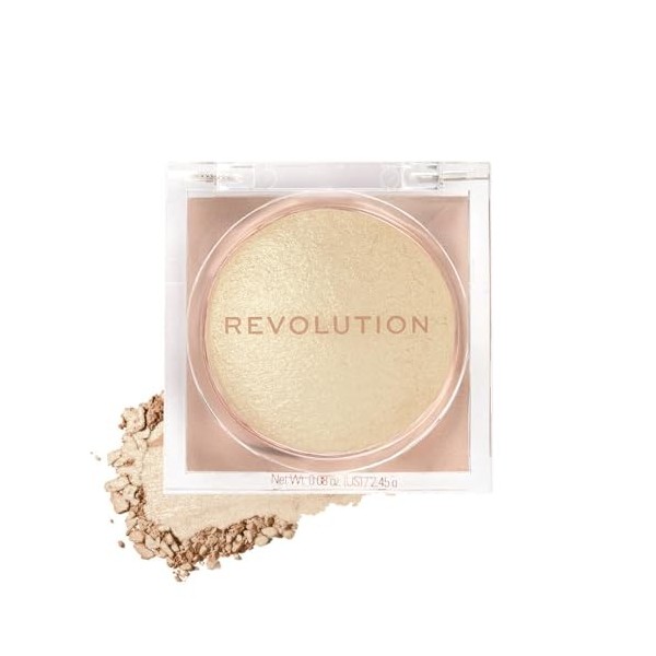 Makeup Revolution Beam Bright Highlighter, All Over Face Glow, Powder To Liquid Formula, 5 Different Shades, Pink Seduction