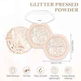 Palette de Poudre Illuminatrice, Palette Highlighter Maquillage Illuminateur Poudre, Palette de Contouring, Poudre Lisse à Pa