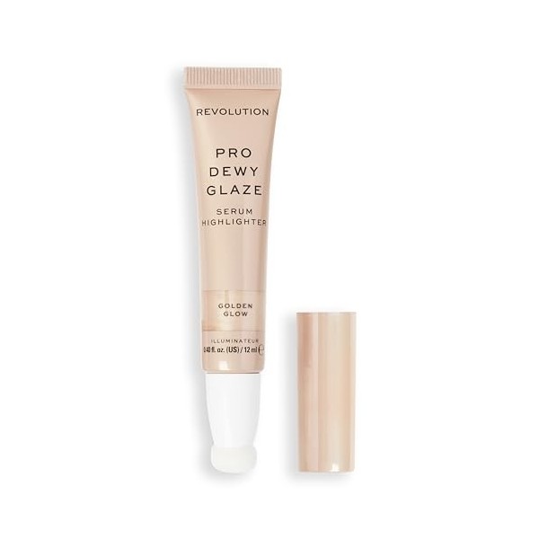 Revolution Pro, Dewy Glaze Serum Highlighter, Lightweight & Blendable, Illuminating Formula, Golden Glow, 12ml