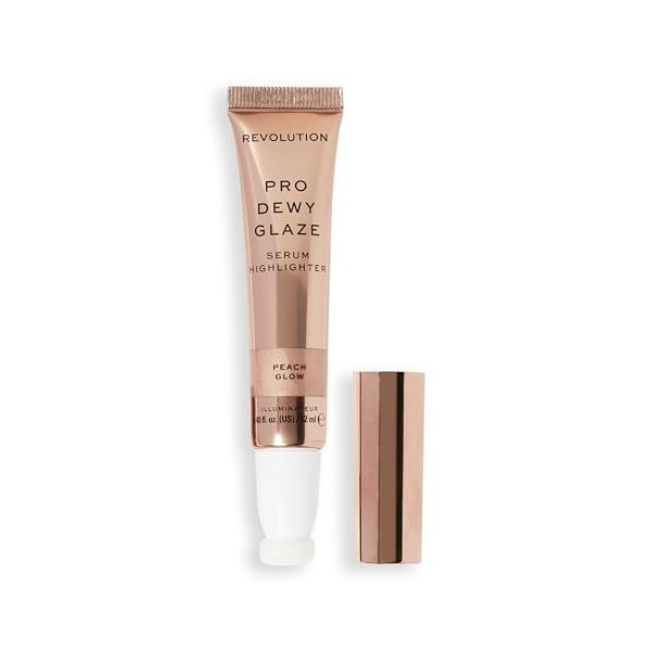 Revolution Pro, Dewy Glaze Serum Highlighter, Lightweight & Blendable, Illuminating Formula, Golden Glow, 12ml