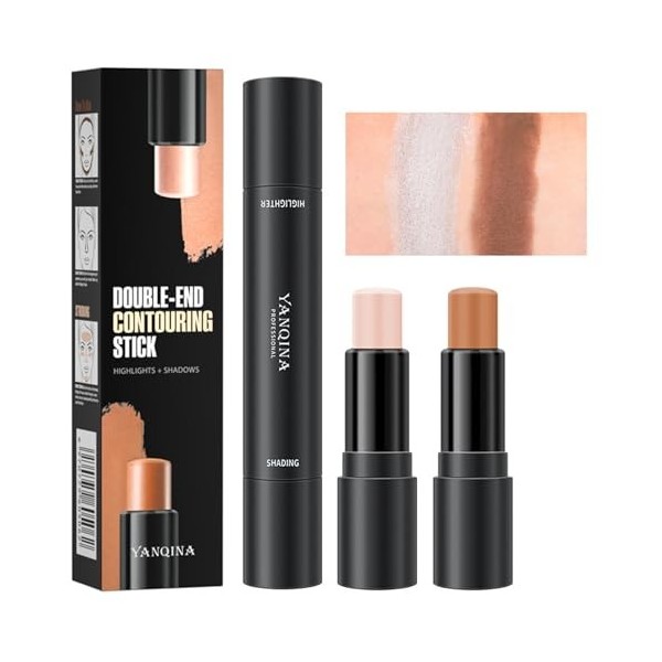 LURNODY Contouring Stick,Professional Makeup Stick Highlight et Contour,Stick Contouring et Highlighter Double-Embout à Empor