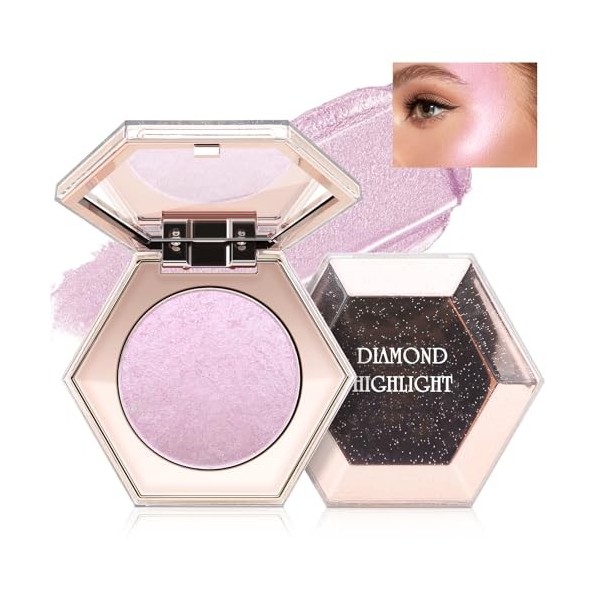 Boobeen Palette de poudre de surlignage, Palette de surlignage brillant pour le visage et le corps, illuminateur de paillette